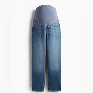 H&M mama maternity womens straight leg blue jeans size Large EUC